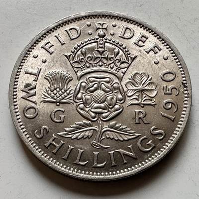 🌹外币初藏🌹🐯2026年第17场 快递将在12号停运 年前需发货的抓紧 ，年后正月十五恢复发货 - 英国1950年2先令 原光好品