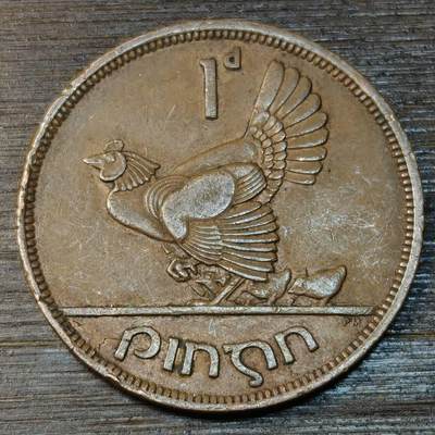 【铜匠收藏】★第147★散币专场 不寄存，30包邮。不满30元，支付5元运费。《接受代拍 代送NGC评级》 99【无寄存】爱尔兰 1942年 母鸡带小鸡 1便士 铜币