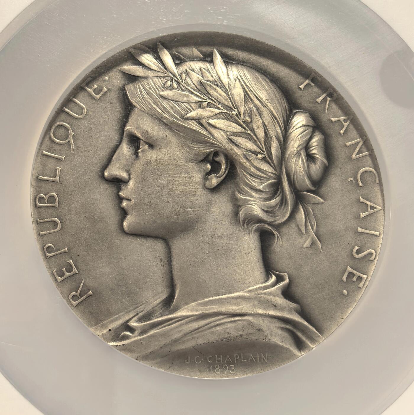 博洋堂“心向春光”2月精品大拍专场暨第160期（全场包邮） NGC MS63 法国1946年巴黎票据公司银章，68mm（大师沙普兰作品），纯银