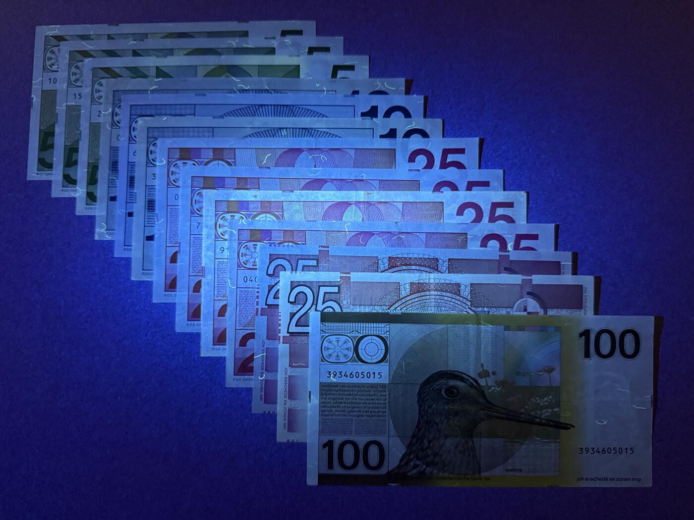 《艾美收藏》第231期-2.8周日外币精品(春节前收官)-世界最佳纸币特辑 荷兰盾13张 流通品相 其中有10盾牛眼版和水鸟 汇率近人民币1200元