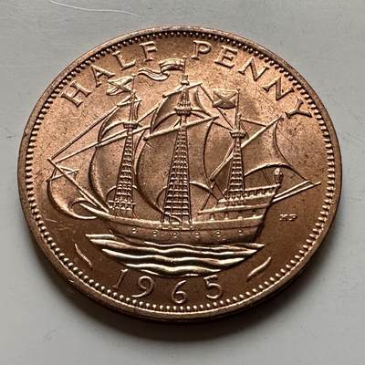 🌹外币初藏🌹🐯2026年第17场 快递将在12号停运 年前需发货的抓紧 ，年后正月十五恢复发货 - 英国1965年半便士 b