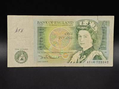 【淘币小摊】实时拍第八百六十五拍   纸币场    年前最后一周之前预留预留8号9号全部发出请更换最新收货地址不方便收货的请勿参拍或者顺丰到付 - 英国英格兰银行一镑纸币【有折】