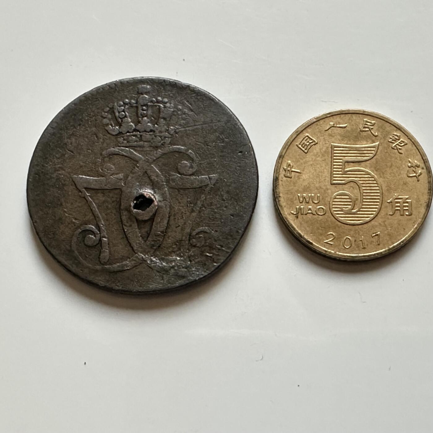 🌹外币初藏🌹🐯2026年第17场 快递将在12号停运 年前需发货的抓紧 ，年后正月十五恢复发货 丹麦 1771年 克里斯蒂安七世 1斯克林铜币