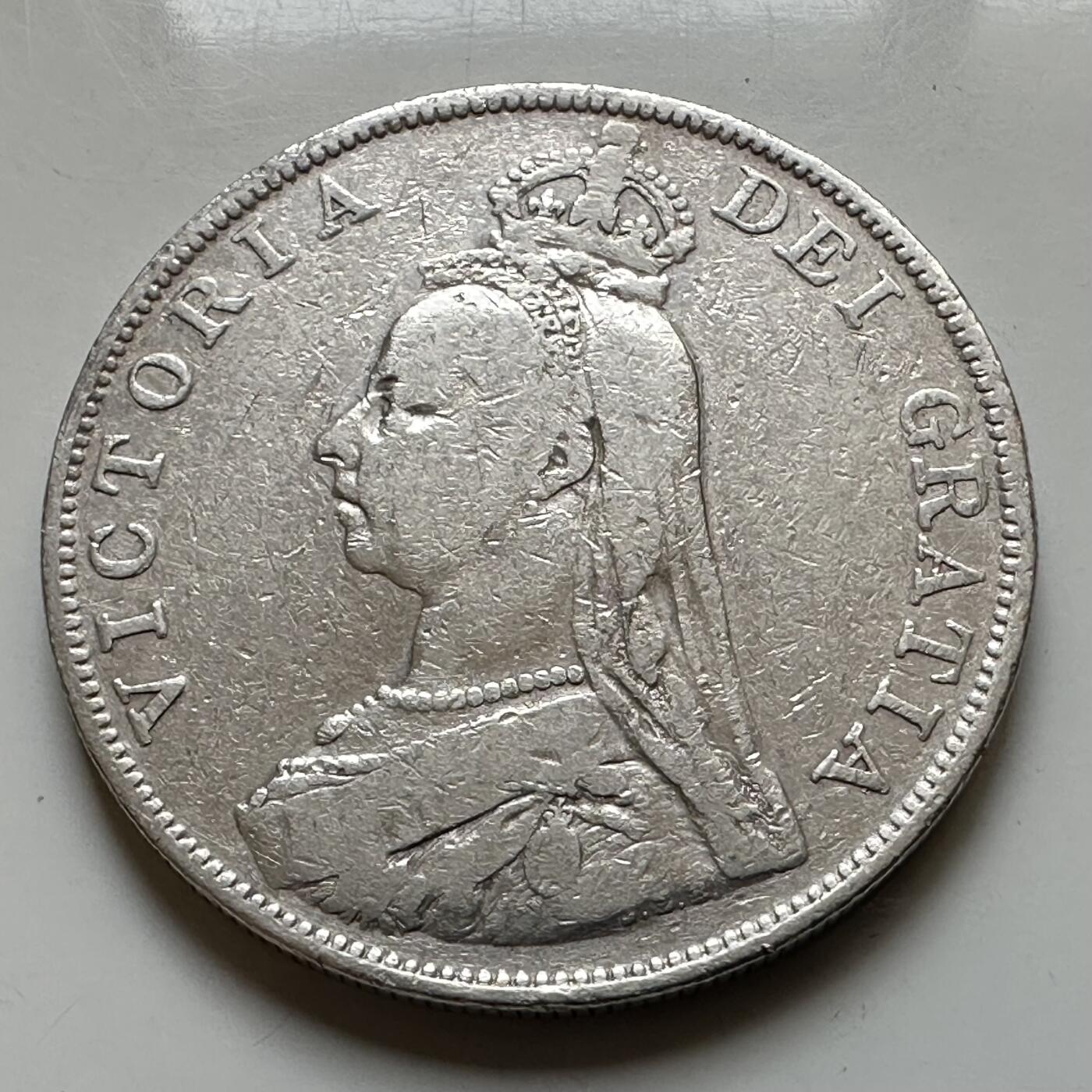 🌹外币初藏🌹🐯2026年第17场 快递将在12号停运 年前需发货的抓紧 ，年后正月十五恢复发货 英国1889年双弗罗林银币 22.62克 92.5%高银