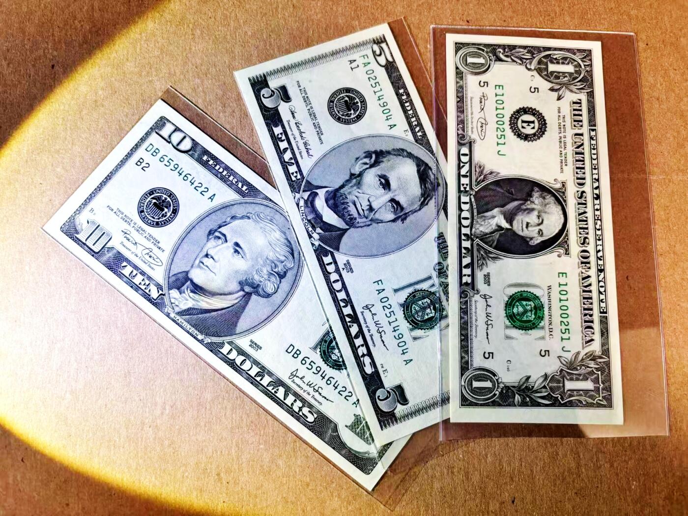 【Blue Auction】世界纸币精拍第783期——18级TOP拍卖/信誉/品质/专业/高效💫 【一组3张 含无47】美国 2003年1-10美金 品相如图