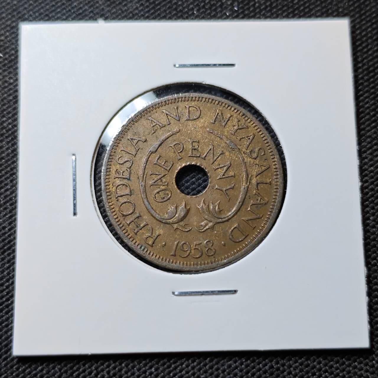 KK钱币收藏小铺  第393期  2月预留时间 周末发货  1958罗得西亚1便士铜币