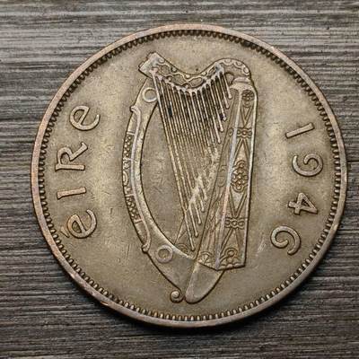【铜匠收藏】★第147★散币专场 不寄存，30包邮。不满30元，支付5元运费。《接受代拍 代送NGC评级》 74【无寄存】爱尔兰 1946年 1便士 母鸡和小鸡竖琴 青铜币