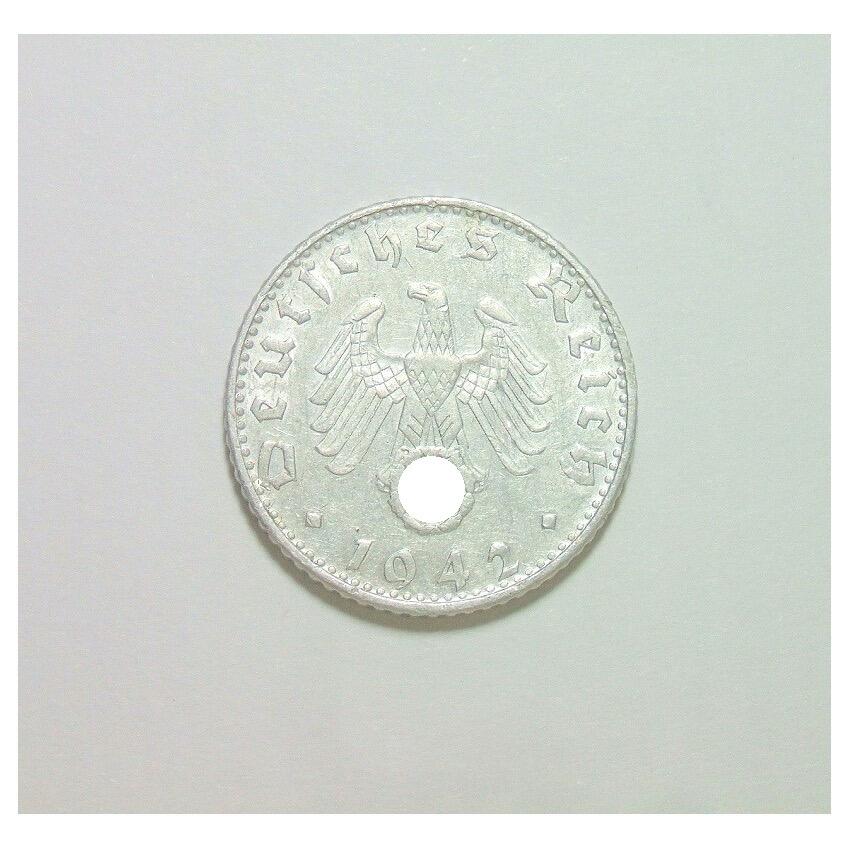 【旋风钱币】2月7日19:00准时开拍 精美欧洲币章、银币银章、第三帝国钱币等 全场包邮！ 德国第三帝国1942年B版50芬尼 带原光