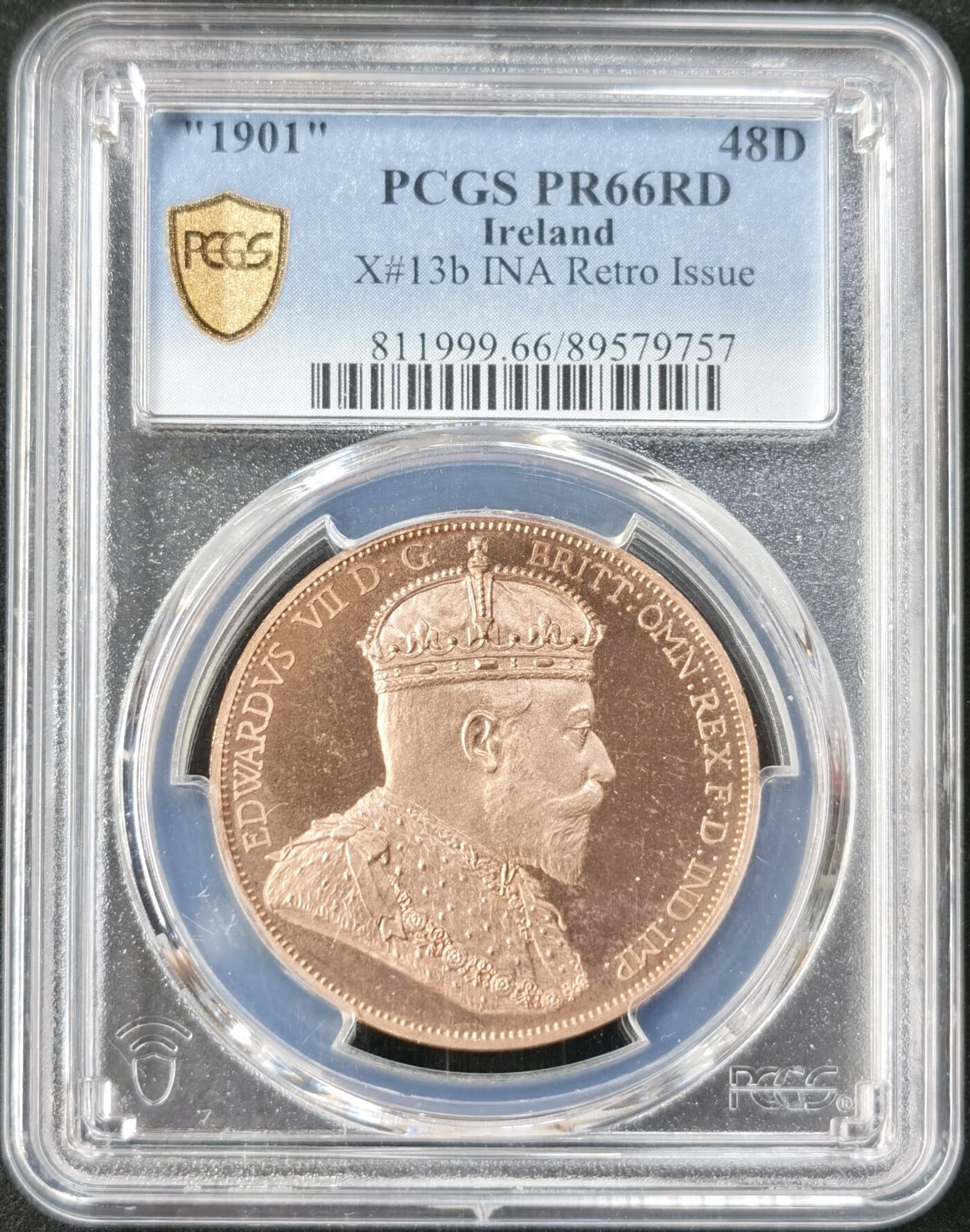 甄臻铺-世界币章拍卖（第49期）精品场拍品征集中，送拍享返佣金等优惠多多 PCGS-PR66RD 英国 1901~ 48D 精制 爱七复古版铜币 425铸造量 季军分