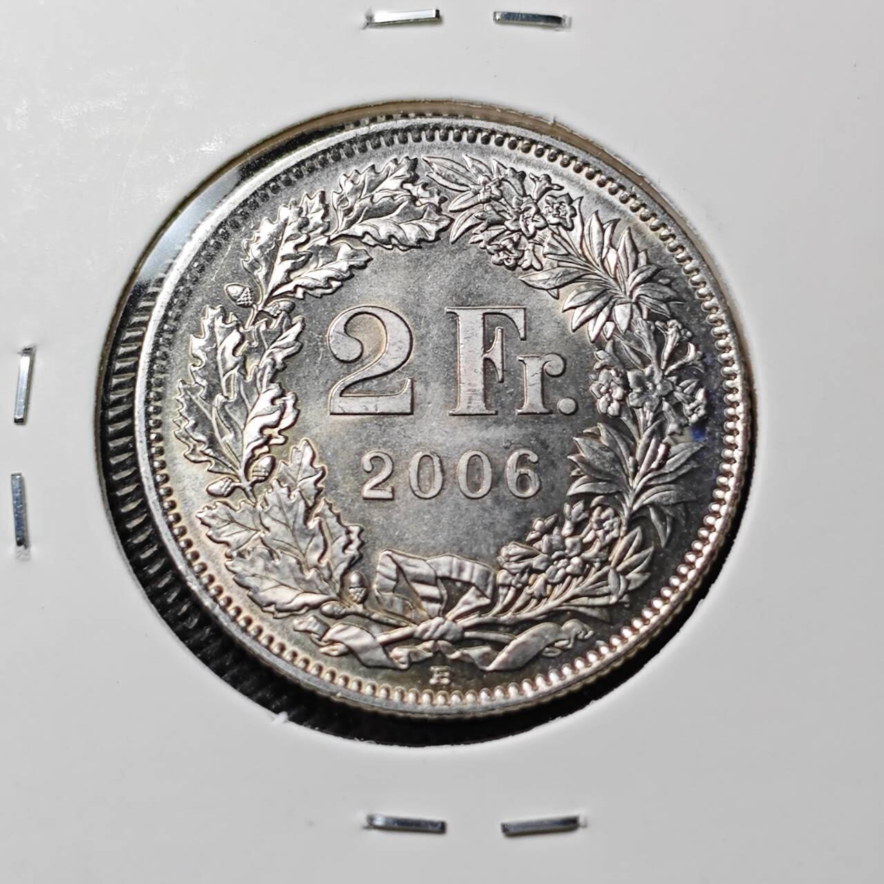 KK钱币收藏小铺  第393期  2月预留时间 周末发货  2006瑞士2法郎 好品