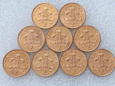 第一海外回流一元起拍收藏 散集专场  第301期 - 英国1989年2便士硬币 9枚 原光品