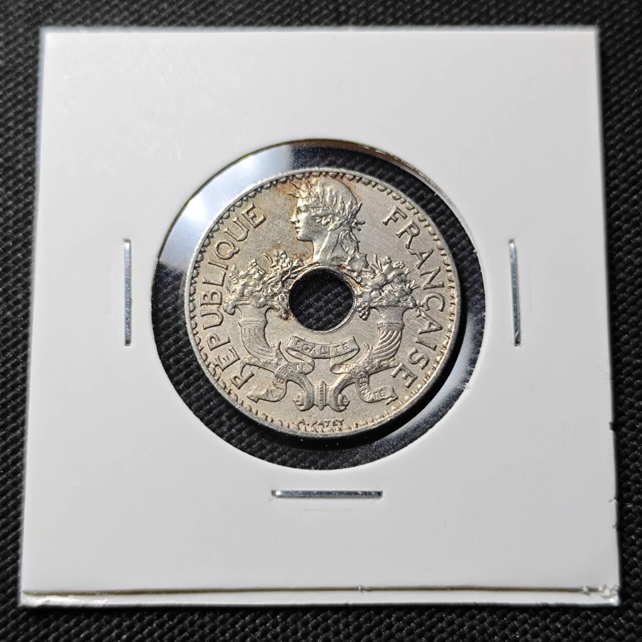 KK钱币收藏小铺  第393期  2月预留时间 周末发货  1937法属印支5分镍币