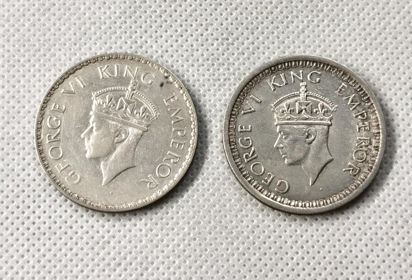 甄臻铺-世界币章拍卖（第49期）精品场拍品征集中，送拍享返佣金等优惠多多 2枚乔治六世一卢比银币早期和晚期一对，重23.2克