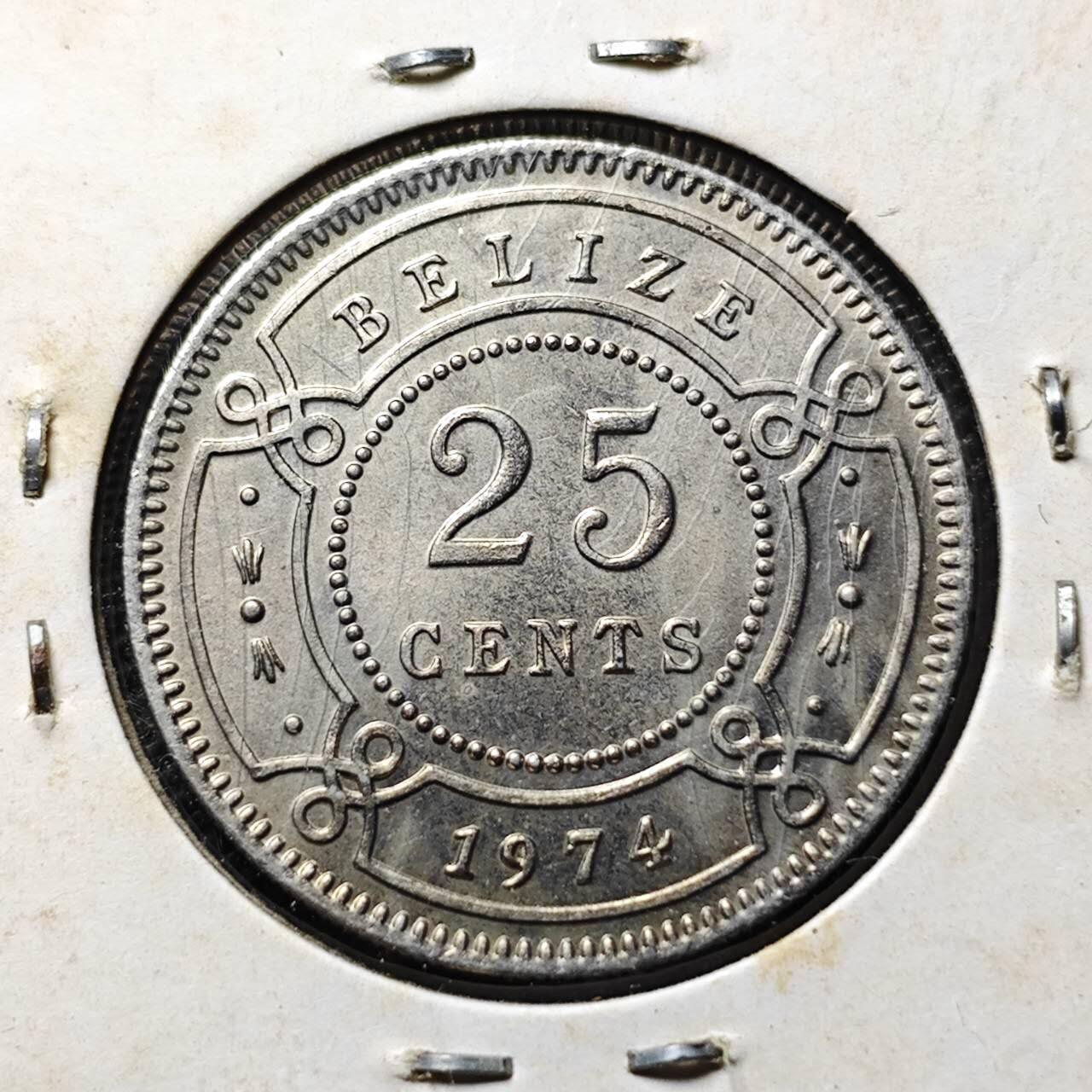 KK钱币收藏小铺  第394期  2月预留时间 周末发货 1974伯利兹25分 好品