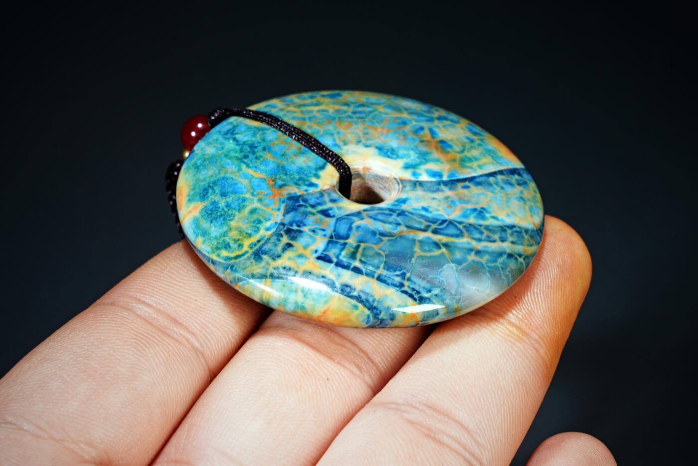 上海都达杂项专场二十一（全场包邮） 天然缠丝草花玛瑙平安扣挂件 附鉴定证书90-111