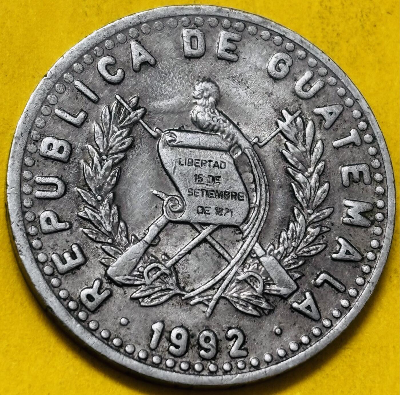 文馨钱币收藏第 293 场，春节前最后一期全部发出，将不予寄存，请悉知 1992 年危地马拉 25 分