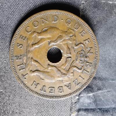 沼泽如烟--第987场 - 罗得西亚和尼亚萨兰 1956年 1便士 大象 硬币