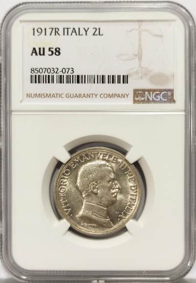 博洋堂“心向春光”2月精品大拍专场暨第160期（全场包邮） - NGC AU58 意大利伊曼纽尔三世1917年女神马车2里拉银币，浮雕立体感强，栩栩如生，状态佳，疑似低评。