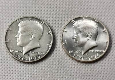甄臻铺-世界币章拍卖（第49期）精品场拍品征集中，送拍享返佣金等优惠多多 - 1976美国肯尼迪半美元（含银40%），2枚一组