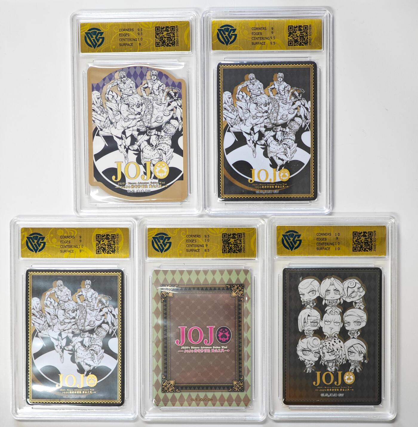 白泽拍卖卡牌手绘专场第32期（愿得长如此 年年物侯新） 2025 卡宝文创 JOJO的奇妙冒险：黄金之风 5张   CCG评级 2张9.5分 3张9分 特标