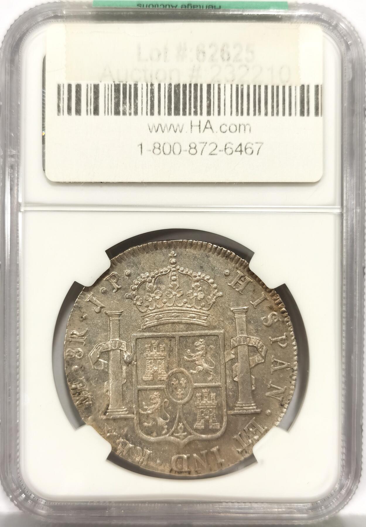 博洋堂“心向春光”2月精品大拍专场暨第160期（全场包邮） NGC MS62 西属秘鲁1815年LIMA JP斐迪南七世双柱8R，打制犀利，原味带光，AU58最近成交已经超2500，随着银价上涨即将起飞的品种