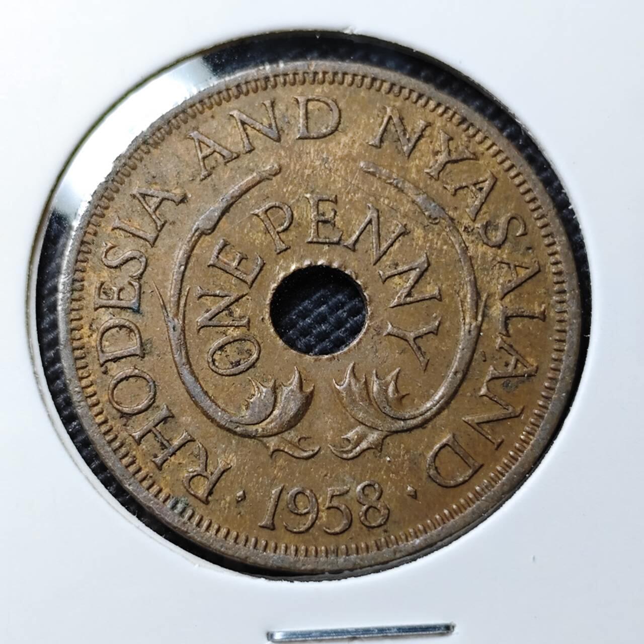 KK钱币收藏小铺  第393期  2月预留时间 周末发货  1958罗得西亚1便士铜币