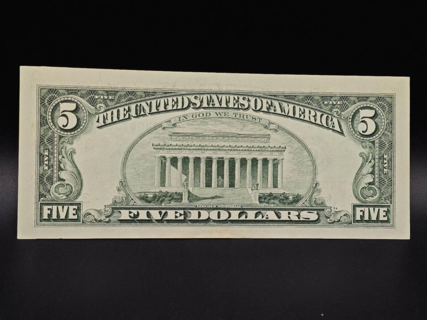 【淘币小摊】实时拍第八百六十五拍   纸币场    年前最后一周之前预留预留8号9号全部发出请更换最新收货地址不方便收货的请勿参拍或者顺丰到付 美国5美元纸币【有折】