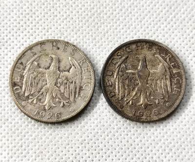 甄臻铺-世界币章拍卖（第49期）精品场拍品征集中，送拍享返佣金等优惠多多 - 1926德国2马克，2枚一组