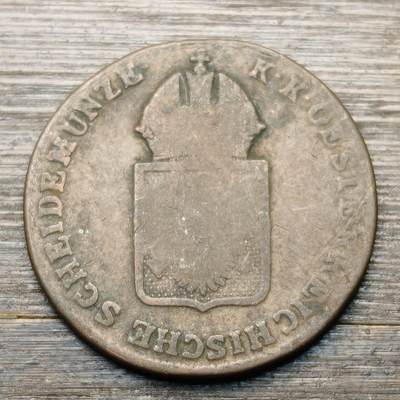 【铜匠收藏】★第147★散币专场 不寄存，30包邮。不满30元，支付5元运费。《接受代拍 代送NGC评级》 46【无寄存】1816年 奥地利 双头鹰 1克鲁泽 B标铜币