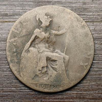 【铜匠收藏】★第147★散币专场 不寄存，30包邮。不满30元，支付5元运费。《接受代拍 代送NGC评级》 11【无寄存】英国 1912年 乔治五世 半便士 铜币