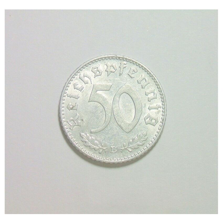 【旋风钱币】2月7日19:00准时开拍 精美欧洲币章、银币银章、第三帝国钱币等 全场包邮！ 德国第三帝国1942年B版50芬尼 带原光