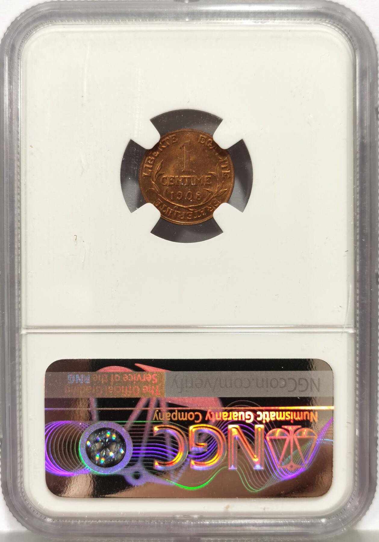 博洋堂“心向春光”2月精品大拍专场暨第160期（全场包邮） NGC MS66RB 法国1908年玛丽安娜头像1生丁铜币，来自拍行的小批量库存，百年来未留下丝毫被岁月侵蚀的痕迹，没有理由的RB，送pc的全给了red，分数也大有低估。