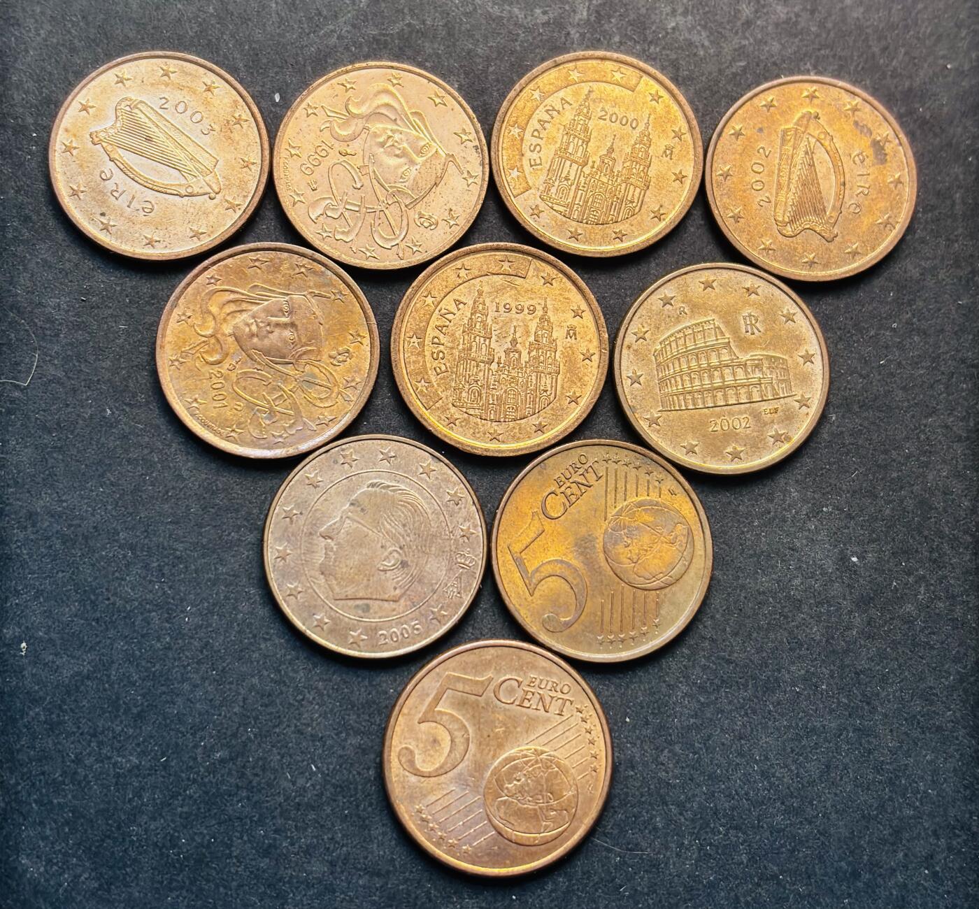 文馨钱币收藏第 293 场，春节前最后一期全部发出，将不予寄存，请悉知 原铜光 5 欧分一组