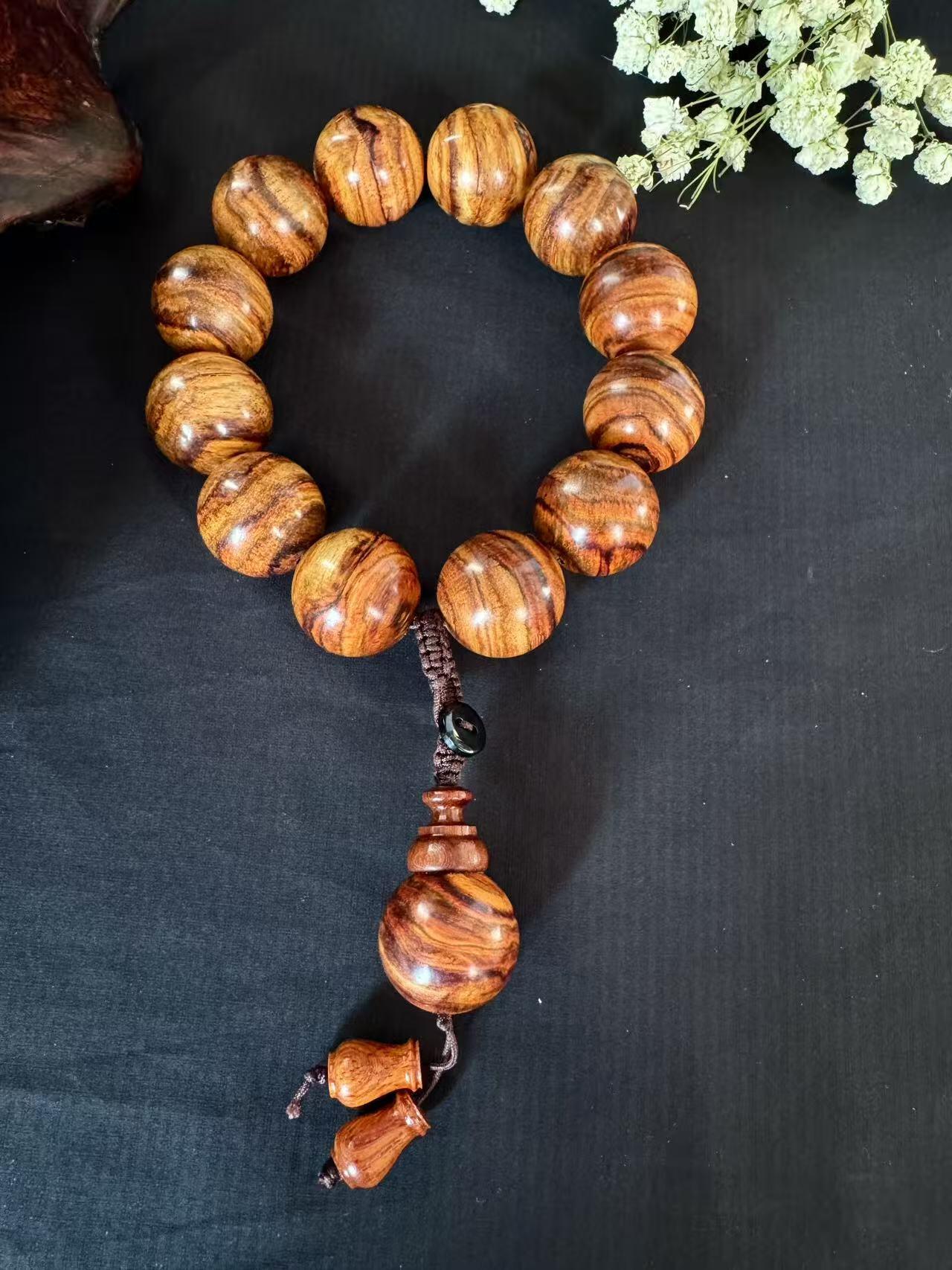 零元拍：虎皮纹海南黄花梨手串2.0