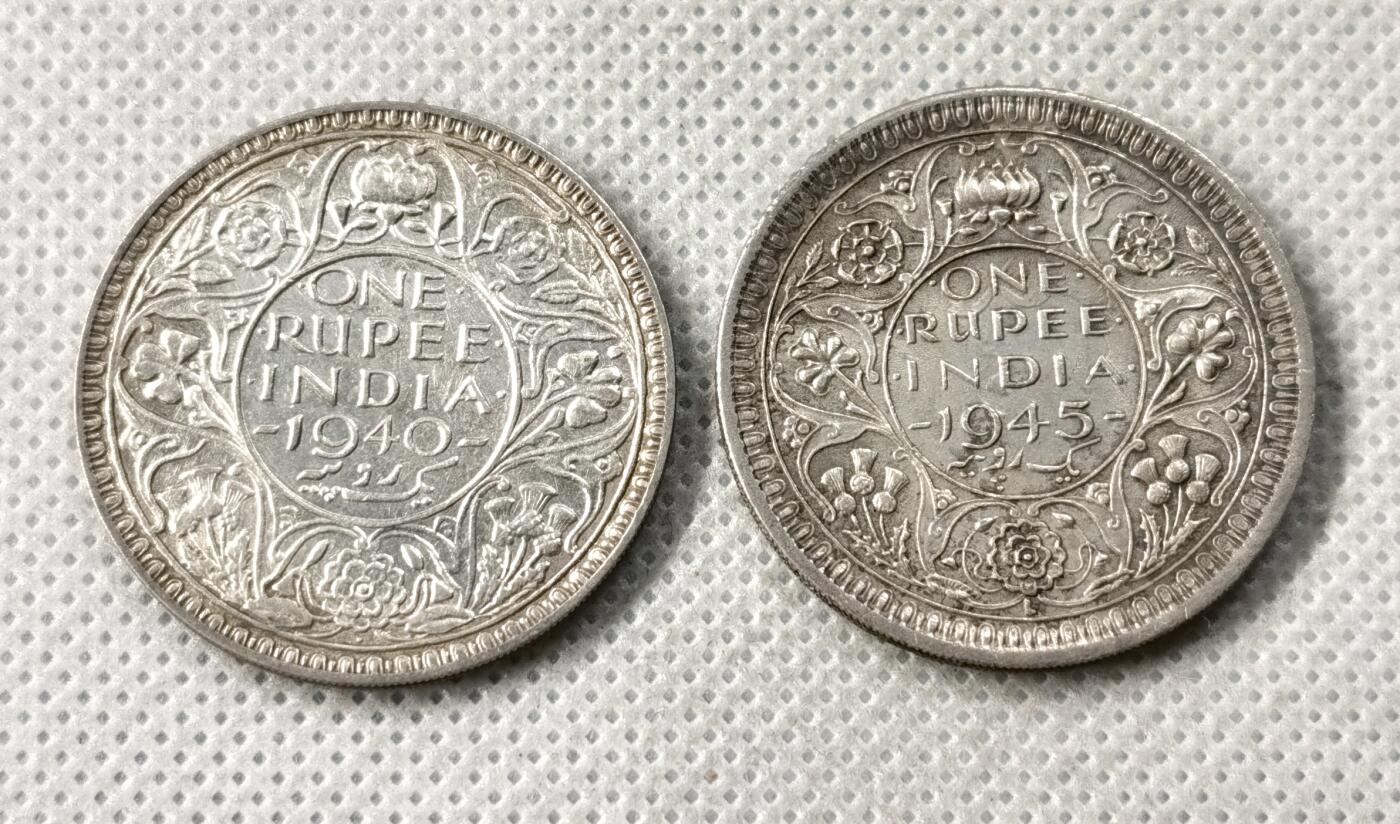 甄臻铺-世界币章拍卖（第49期）精品场拍品征集中，送拍享返佣金等优惠多多 2枚乔治六世一卢比银币早期和晚期一对，重23.2克