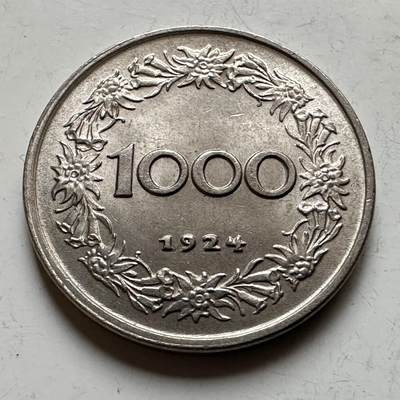 🌹外币初藏🌹🐯2026年第17场 快递将在12号停运 年前需发货的抓紧 ，年后正月十五恢复发货 - 奥地利1924年1000克朗 b