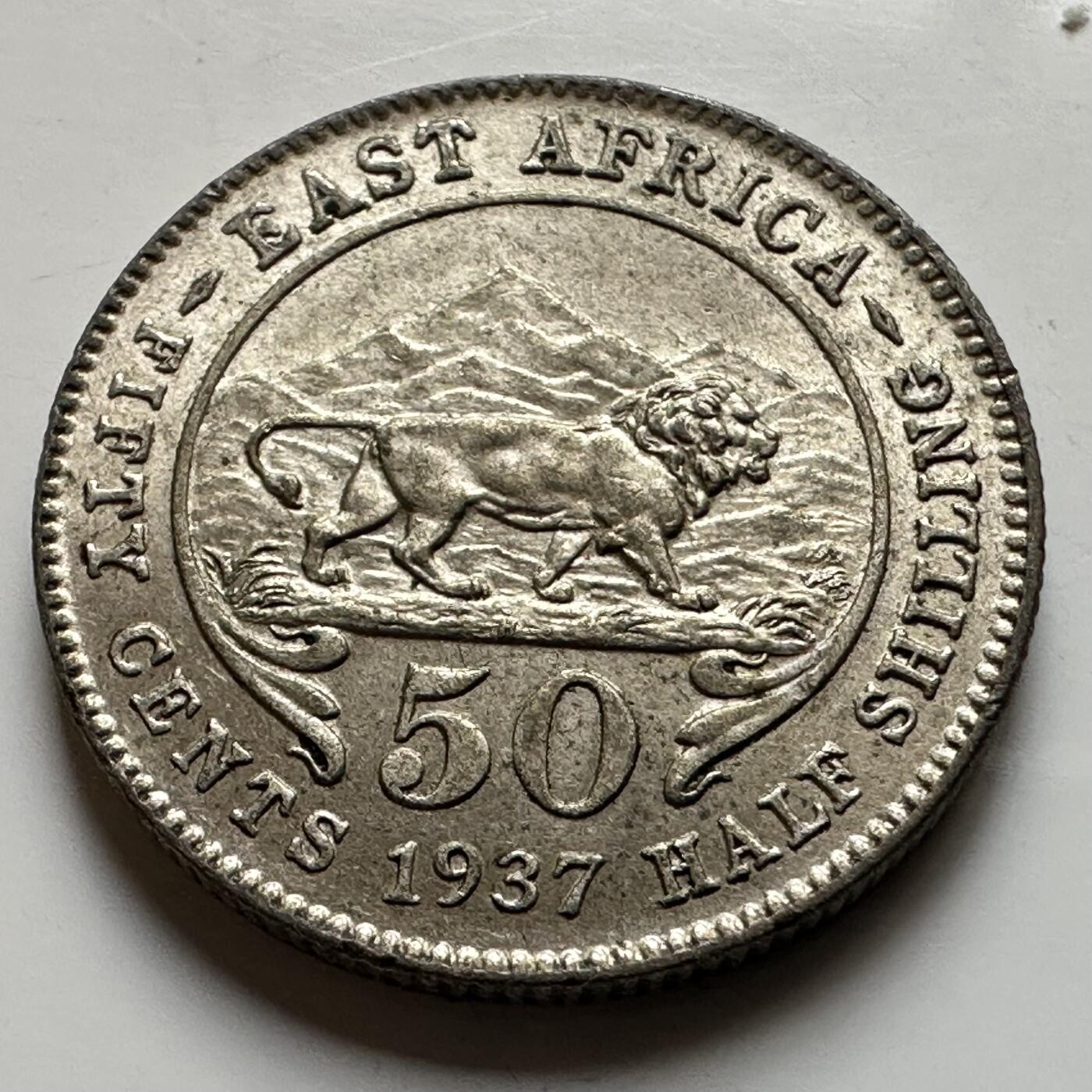 🌹外币初藏🌹🐯2026年第17场 快递将在12号停运 年前需发货的抓紧 ，年后正月十五恢复发货 英属东非1937年50分银币 登基年原光