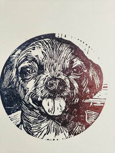 套色版画-萌宠专场 - 套色版画《开心》