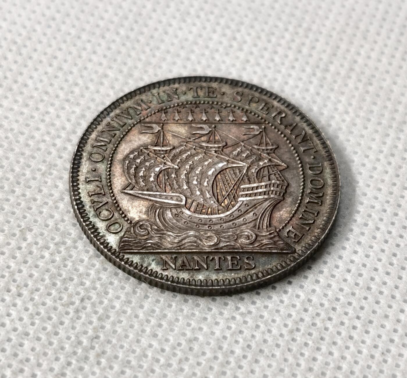 甄臻铺-世界币章拍卖（第49期）精品场拍品征集中，送拍享返佣金等优惠多多 19世纪 法国南特商会代用币银章 细节丰富 直径31.8mm，重15.7g，细节见图