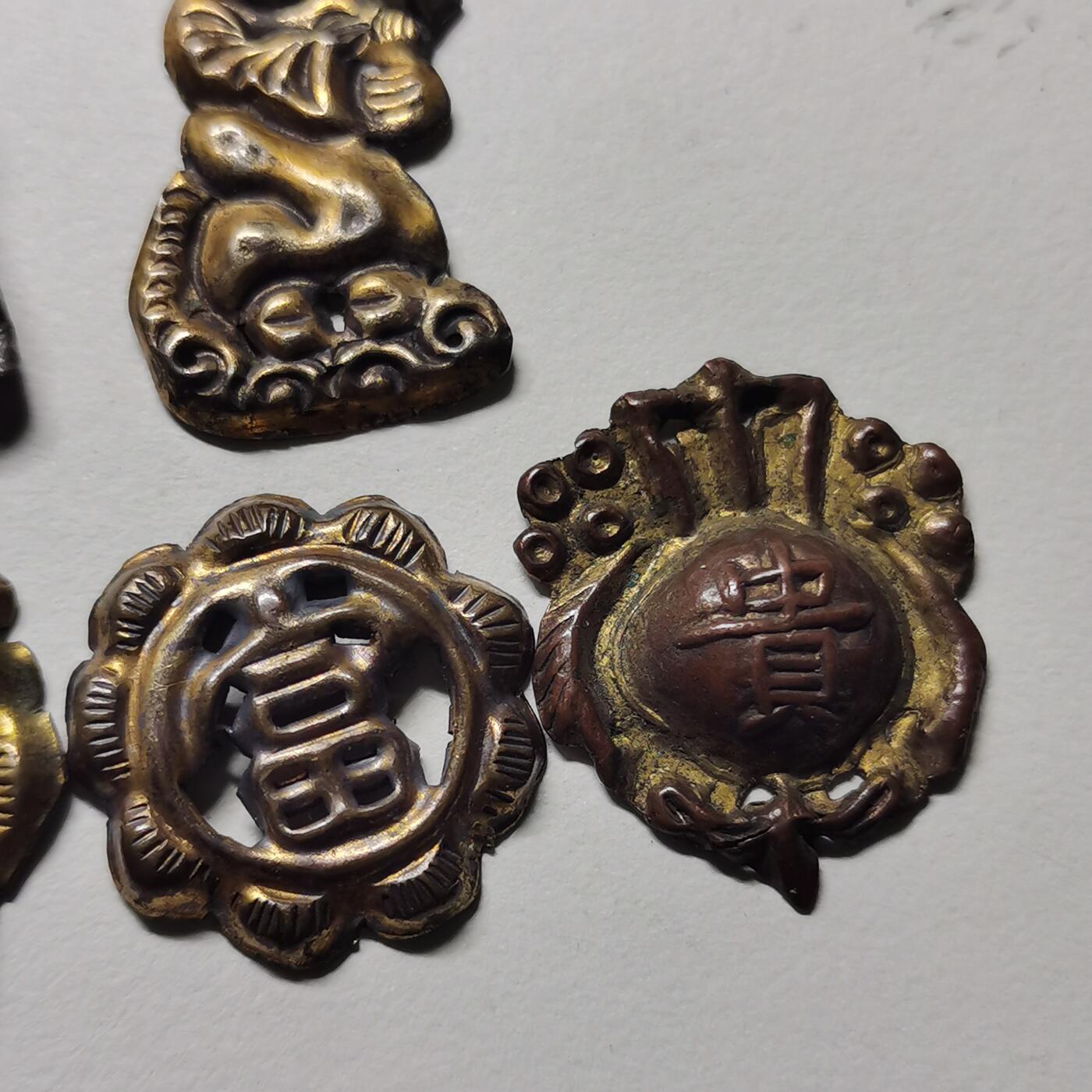 杂件专场99期 清末民国鎏金银和鎏金铜，上面两个银