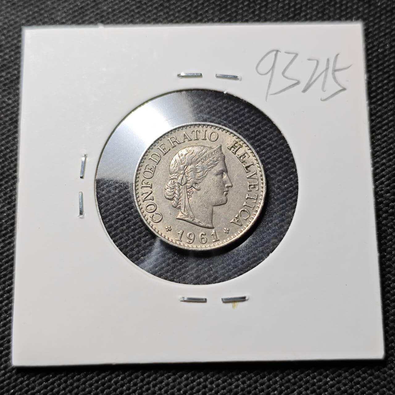 KK钱币收藏小铺  第393期  2月预留时间 周末发货  1961瑞士10分