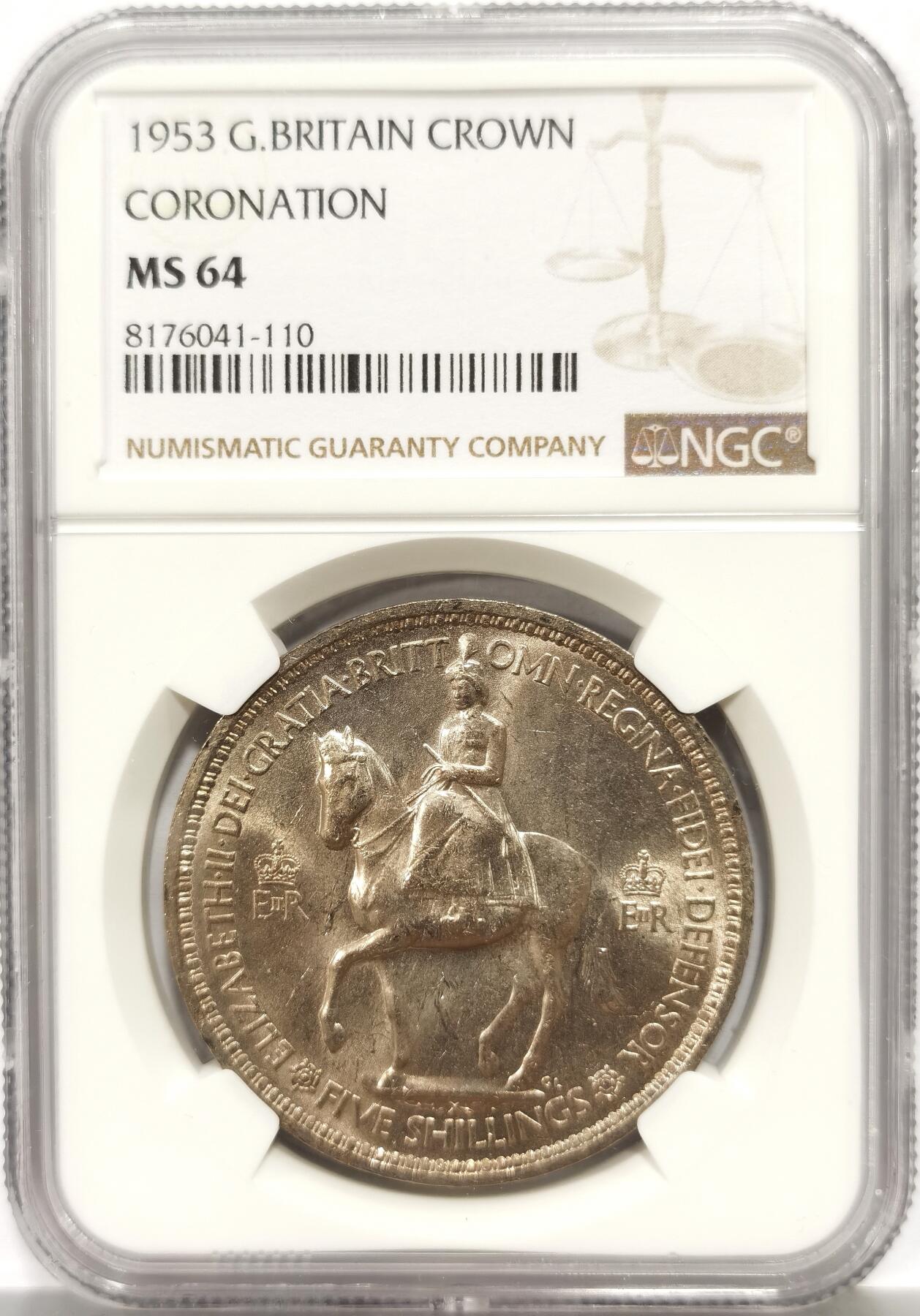 博洋堂“心向春光”2月精品大拍专场暨第160期（全场包邮） NGC MS64 英国1953年伊丽莎白二世登基纪念克朗
