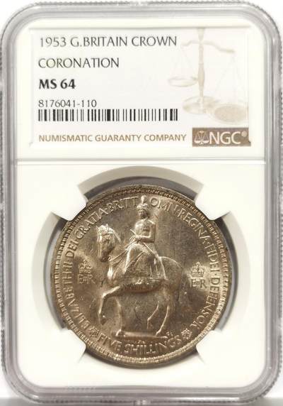 博洋堂“心向春光”2月精品大拍专场暨第160期（全场包邮） - NGC MS64 英国1953年伊丽莎白二世登基纪念克朗