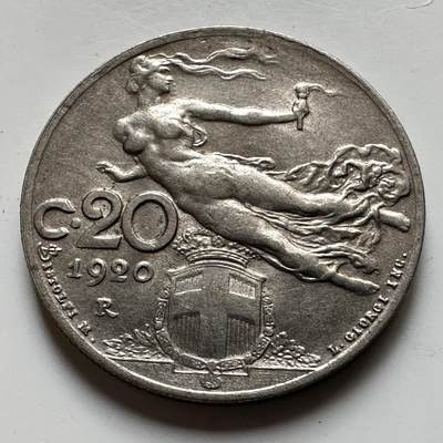 🌹外币初藏🌹🐯2026年第17场 快递将在12号停运 年前需发货的抓紧 ，年后正月十五恢复发货 - 意大利1920年二十分 带光好品