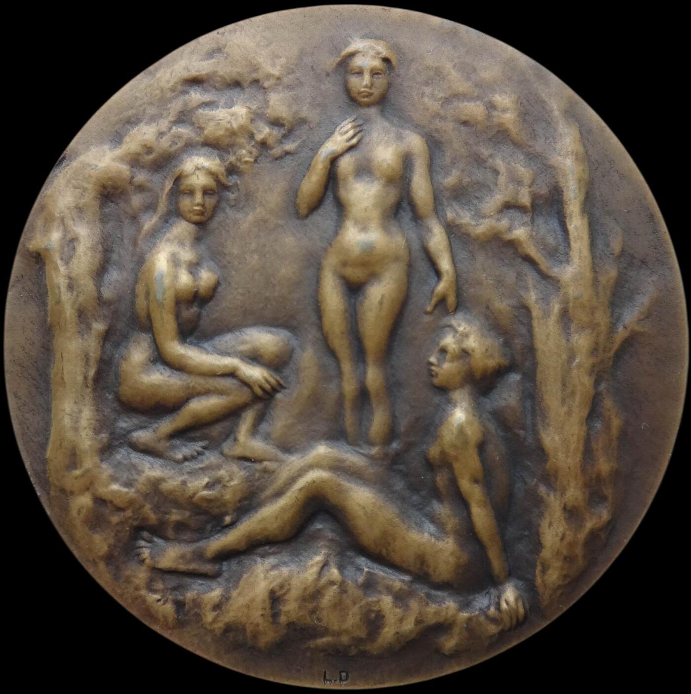 「木头集藏」“ 新岁撷珍”——章牌精品专场！ Louis Dejean～法国SAMF协会44号作品铜章“少男少女”，MS63 ，法兰西章牌之友协会（SAMF）1907年发行，直径：57mm，铜章发行量仅109枚，边铭：丰饶角BRONZE 火蝾螈 限量编号161。品相非常棒，评分明显偏低。  路易·德让是法国著名雕塑家，创作了多座纪念碑和众多大型装饰雕塑，其小型雕塑作品被各大博物馆收藏。