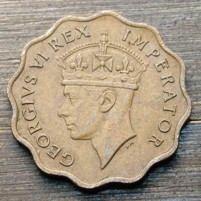 【铜匠收藏】★第147★散币专场 不寄存，30包邮。不满30元，支付5元运费。《接受代拍 代送NGC评级》 98【无寄存】英属塞浦路斯 1942年 1皮阿斯特 镍币 乔治六世