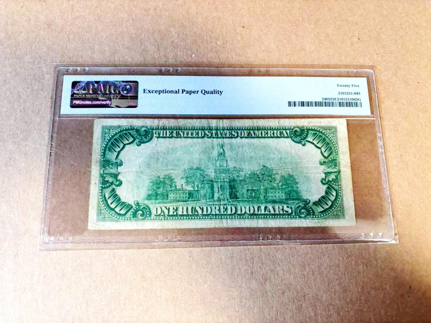 【Blue Auction】世界纸币精拍第783期——18级TOP拍卖/信誉/品质/专业/高效💫 【AA冠倒置号】美国 1928年100美金 黄金券 PMG25EPQ 