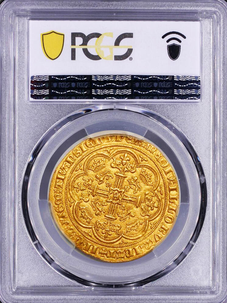 【Blue Auction】世界纸币精拍第783期——18级TOP拍卖/信誉/品质/专业/高效💫   英国 爱德华三世 1361-69年 Noble大金币 PCGS MS62 细节非常好  高纯度大克重金光灿灿 中世纪英国金币的瑰宝值得收藏 （头戴王冠、身披铠甲的爱德华正面站在中世纪战舰上，右手持剑，左手持盾，象征着英格兰的海上霸权和跨海峡贸易与军事的命脉，见证了英法百年战争初期英格兰的国力与雄心，是国家经济实力和君主信用的象征）同分同版S-1502曾拍了1.8万美金