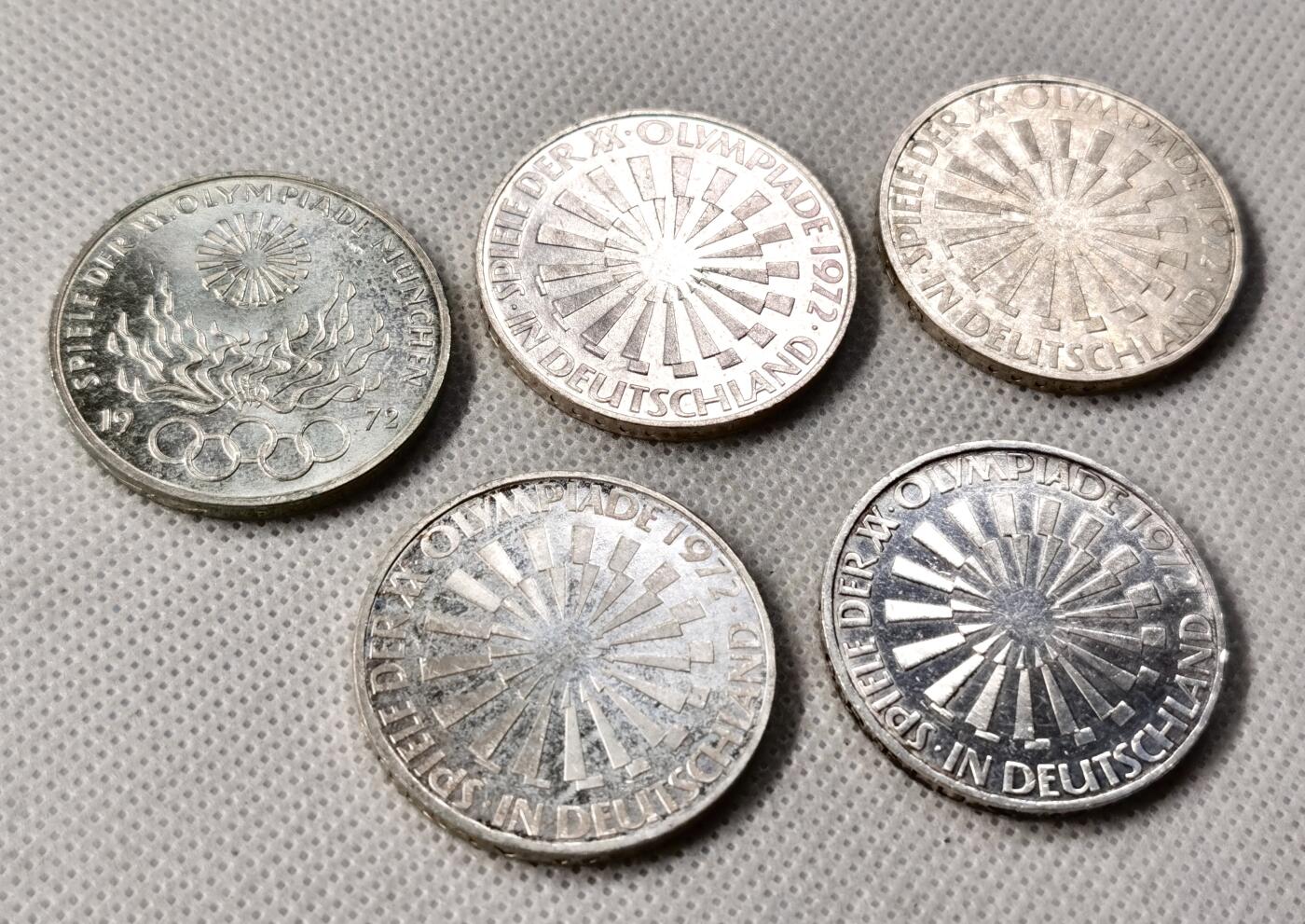 甄臻铺-世界币章拍卖（第49期）精品场拍品征集中，送拍享返佣金等优惠多多 1972德国慕尼黑奥运会银币15.5克（含银62.5%），5枚一组