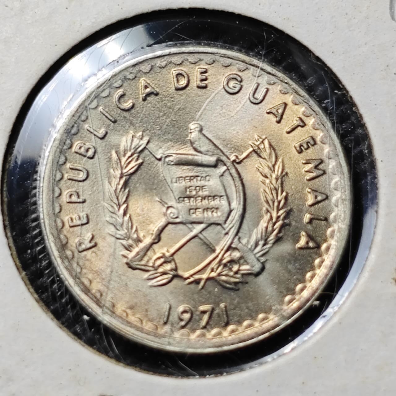 KK钱币收藏小铺  第394期  2月预留时间 周末发货  1971危地马拉5分 好品